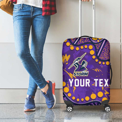 Personalized Melbourne Storm Luggage Cover Aboriginal Pattern with Graffiti Style Design