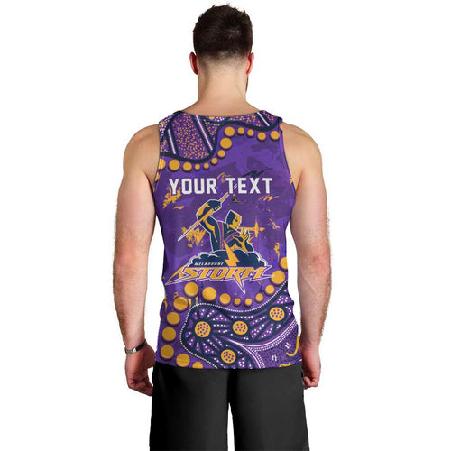 Personalized Melbourne Storm Men Tank Top Aboriginal Pattern with Graffiti Style Design
