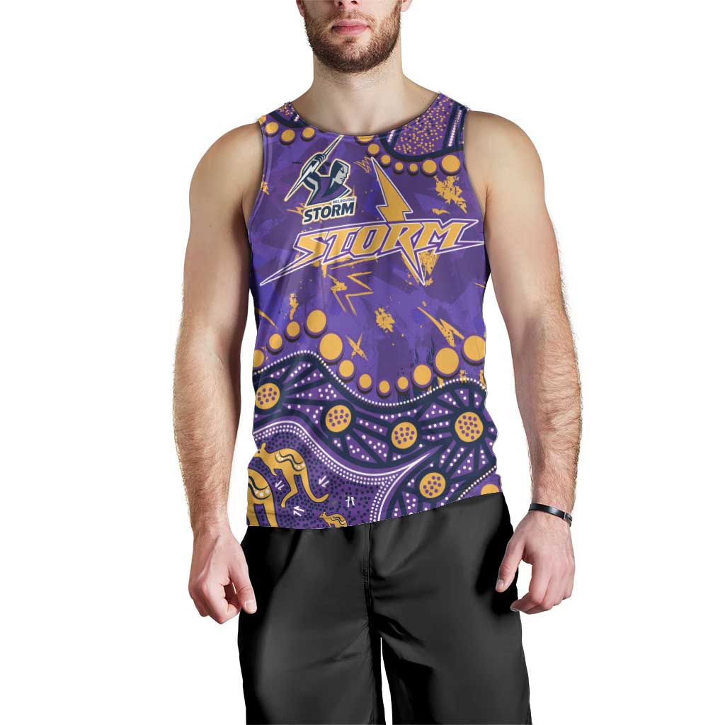 Personalized Melbourne Storm Men Tank Top Aboriginal Pattern with Graffiti Style Design