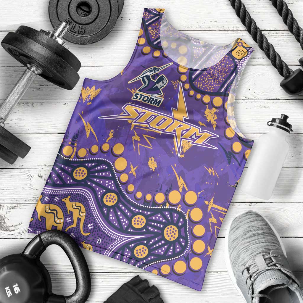 Personalized Melbourne Storm Men Tank Top Aboriginal Pattern with Graffiti Style Design