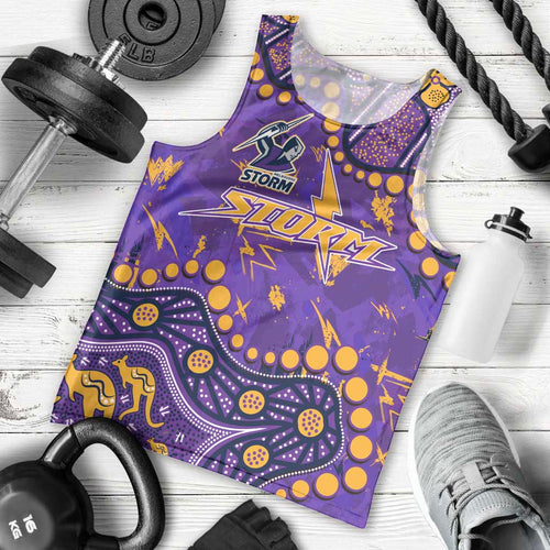 Personalized Melbourne Storm Men Tank Top Aboriginal Pattern with Graffiti Style Design