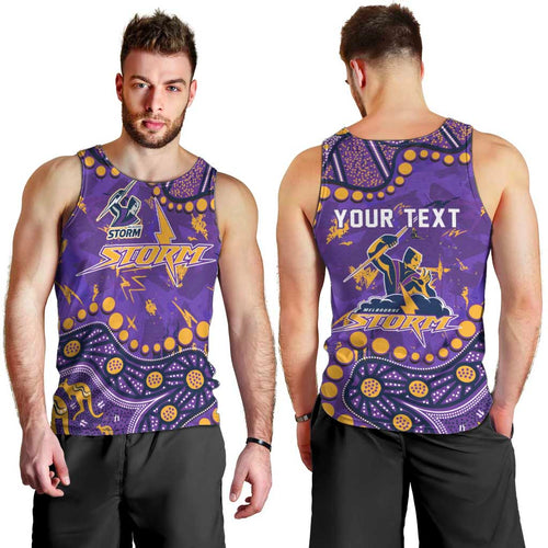 Personalized Melbourne Storm Men Tank Top Aboriginal Pattern with Graffiti Style Design