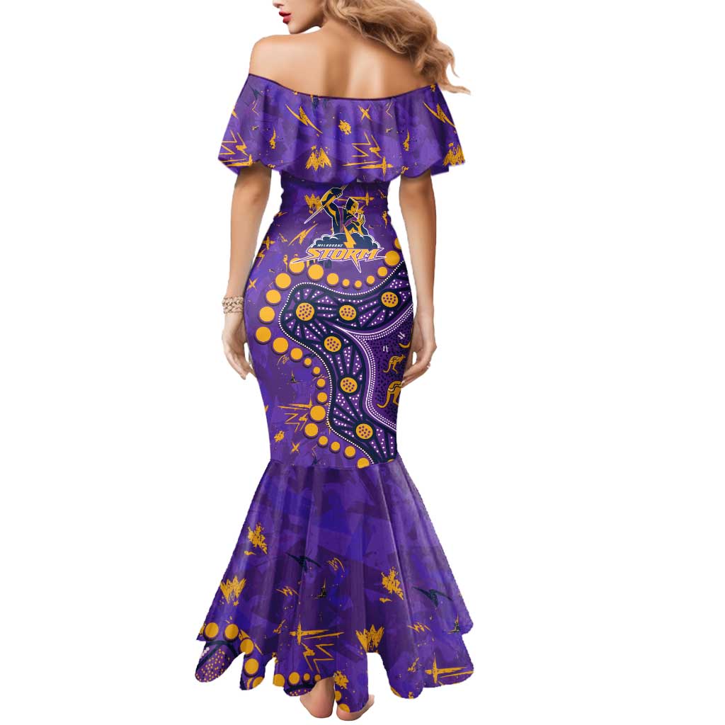 Personalized Melbourne Storm Mermaid Dress Aboriginal Pattern with Graffiti Style Design