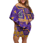 Personalized Melbourne Storm Off Shoulder Short Dress Aboriginal Pattern with Graffiti Style Design