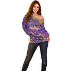 Personalized Melbourne Storm Off Shoulder Sweater Aboriginal Pattern with Graffiti Style Design