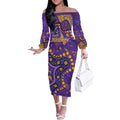 Personalized Melbourne Storm Off The Shoulder Long Sleeve Dress Aboriginal Pattern with Graffiti Style Design