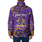 Personalized Melbourne Storm Padded Jacket Aboriginal Pattern with Graffiti Style Design