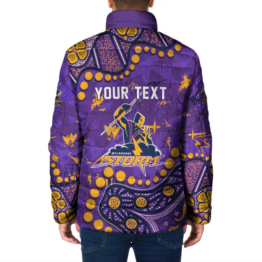 Personalized Melbourne Storm Padded Jacket Aboriginal Pattern with Graffiti Style Design