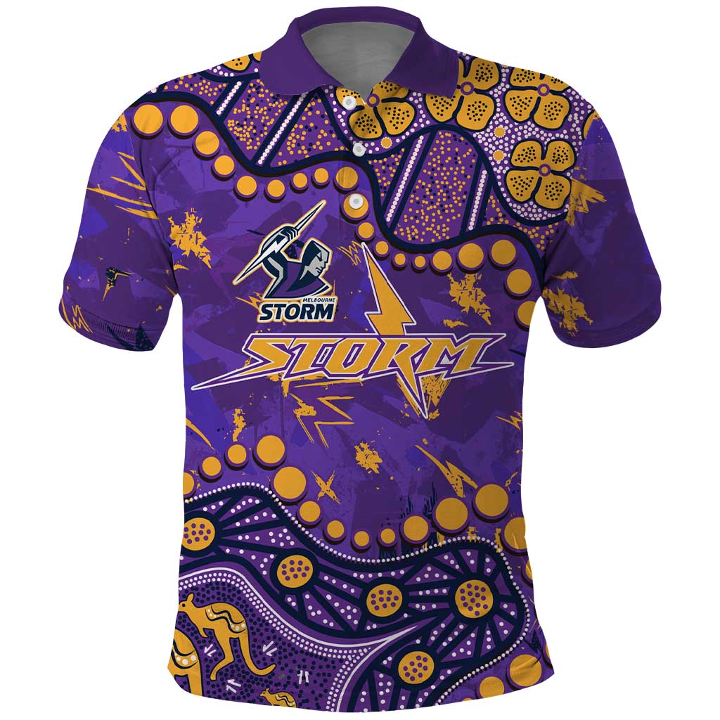 Personalized Melbourne Storm Polo Shirt Aboriginal Pattern with Graffiti Style Design
