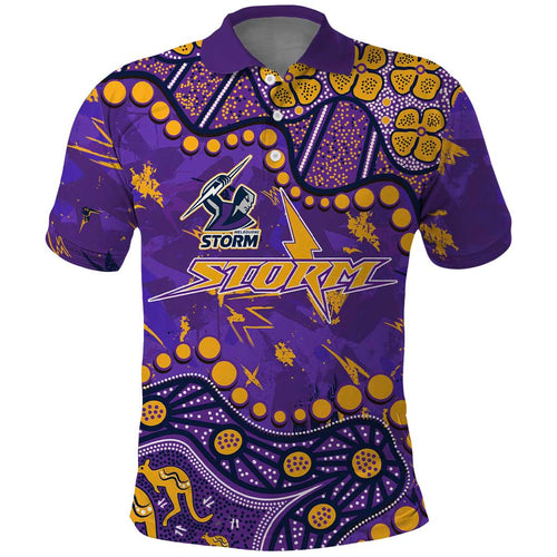 Personalized Melbourne Storm Polo Shirt Aboriginal Pattern with Graffiti Style Design