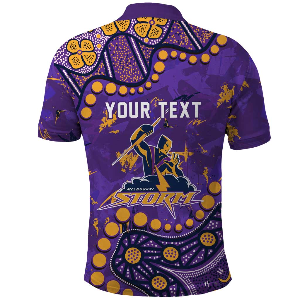 Personalized Melbourne Storm Polo Shirt Aboriginal Pattern with Graffiti Style Design