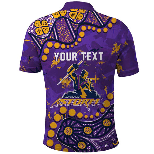 Personalized Melbourne Storm Polo Shirt Aboriginal Pattern with Graffiti Style Design