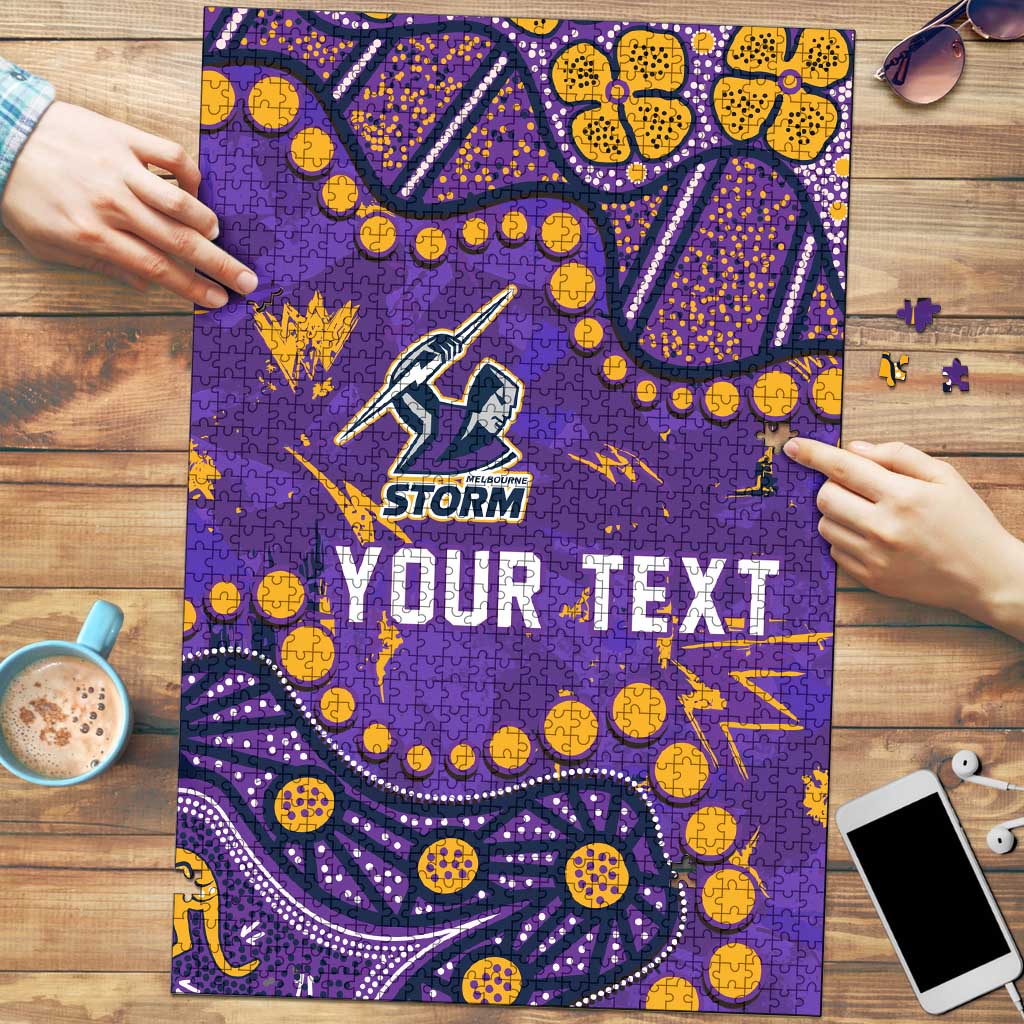 Personalized Melbourne Storm Puzzle Aboriginal Pattern with Graffiti Style Design