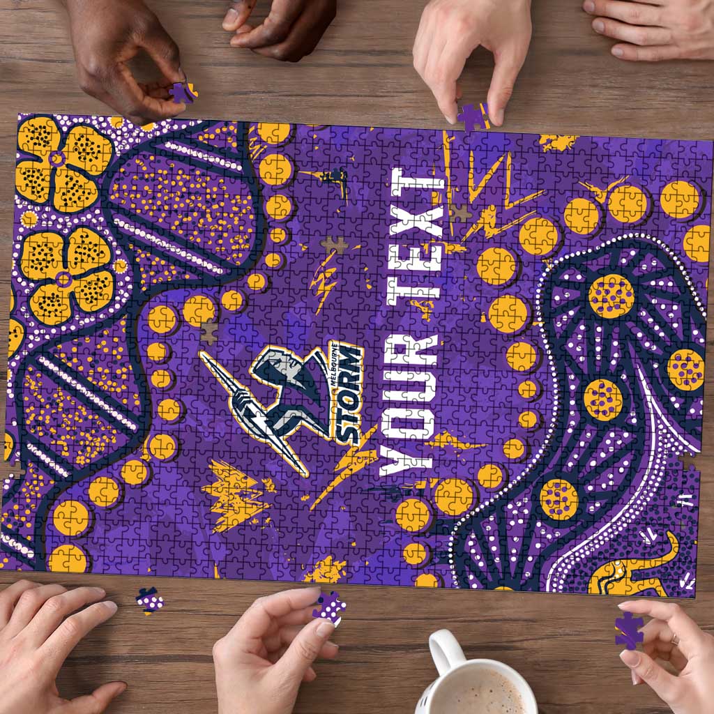 Personalized Melbourne Storm Puzzle Aboriginal Pattern with Graffiti Style Design