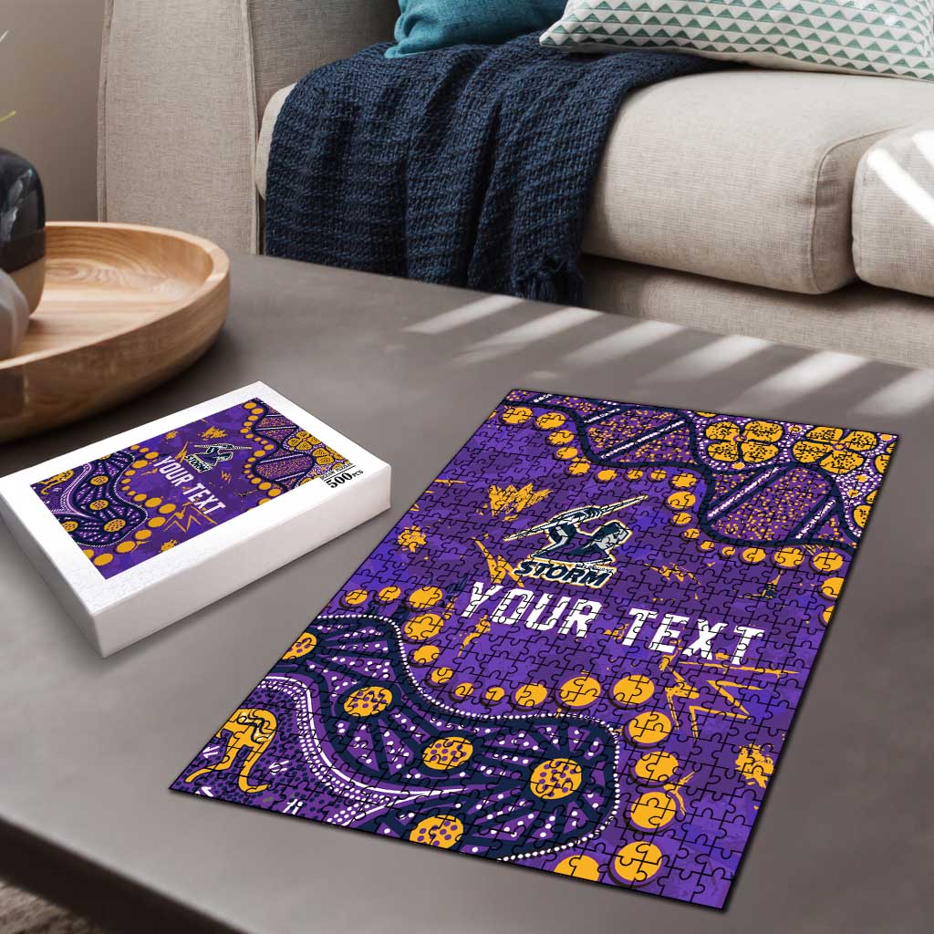 Personalized Melbourne Storm Puzzle Aboriginal Pattern with Graffiti Style Design