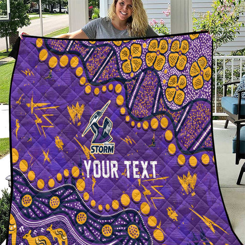 Personalized Melbourne Storm Quilt Aboriginal Pattern with Graffiti Style Design
