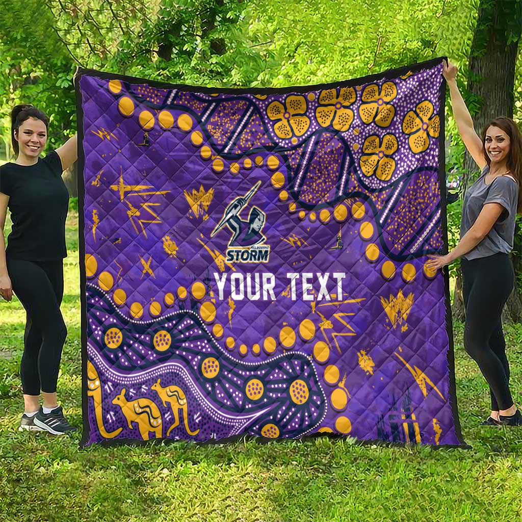 Personalized Melbourne Storm Quilt Aboriginal Pattern with Graffiti Style Design