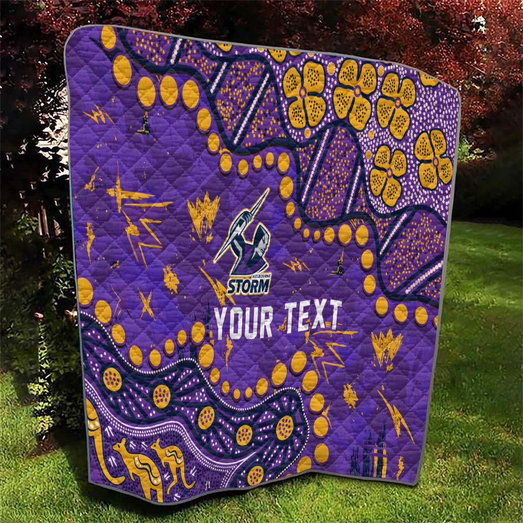 Personalized Melbourne Storm Quilt Aboriginal Pattern with Graffiti Style Design