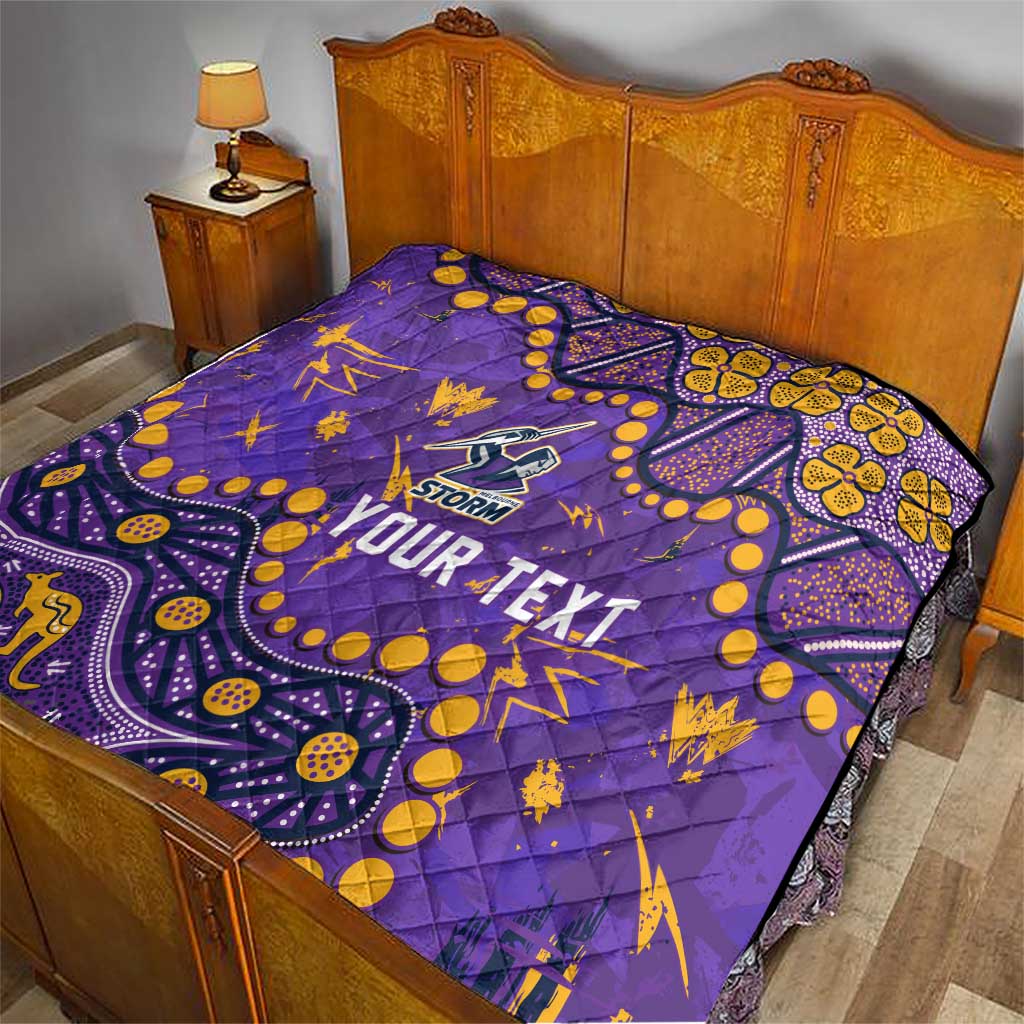 Personalized Melbourne Storm Quilt Aboriginal Pattern with Graffiti Style Design