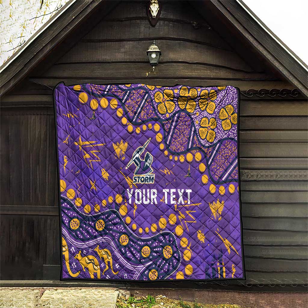 Personalized Melbourne Storm Quilt Aboriginal Pattern with Graffiti Style Design