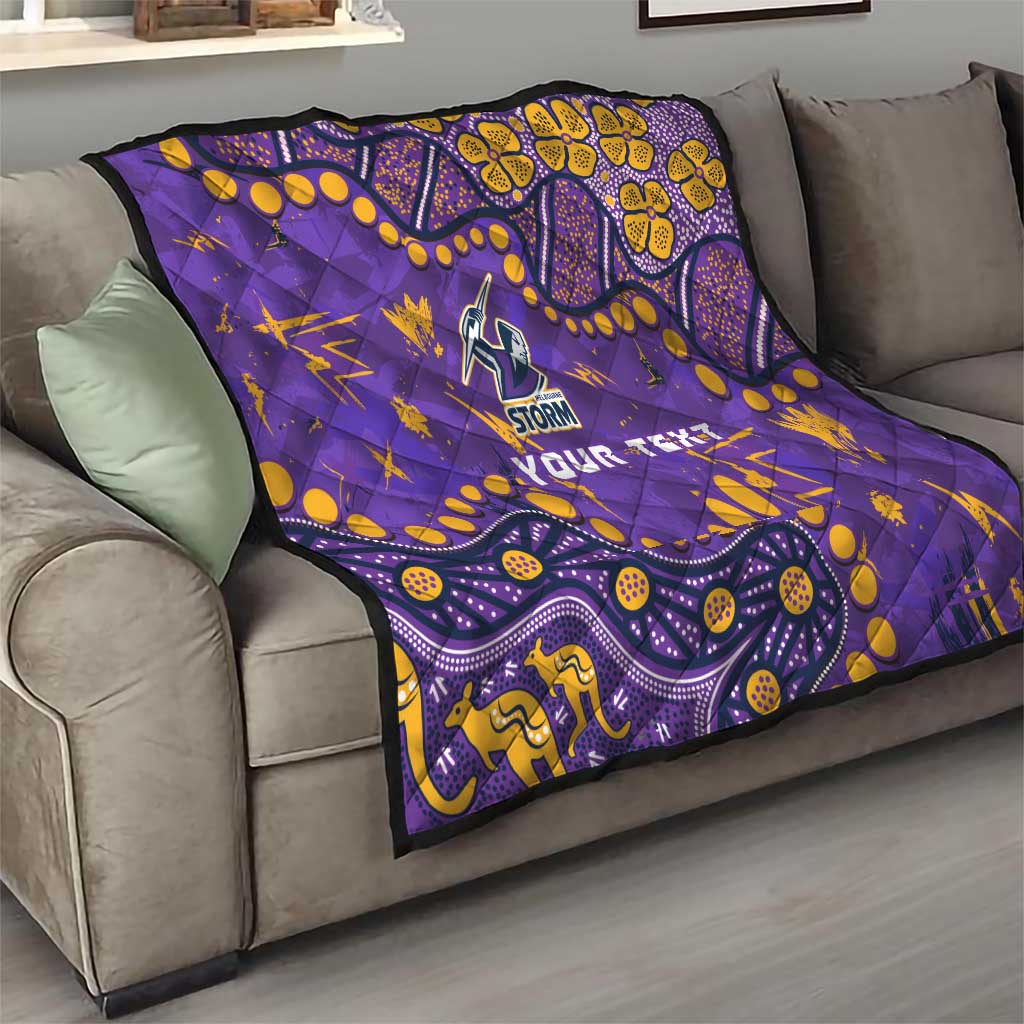 Personalized Melbourne Storm Quilt Aboriginal Pattern with Graffiti Style Design
