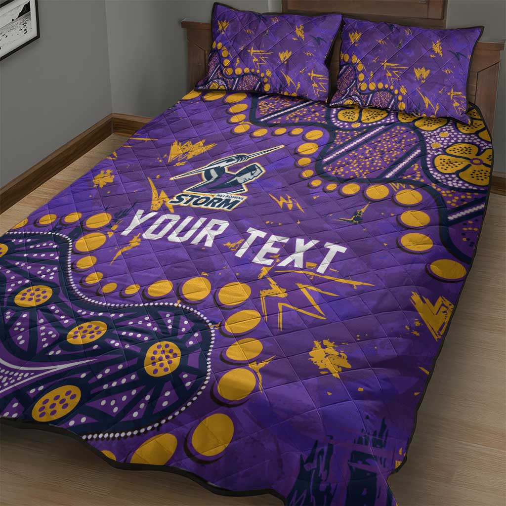 Personalized Melbourne Storm Quilt Bed Set Aboriginal Pattern with Graffiti Style Design