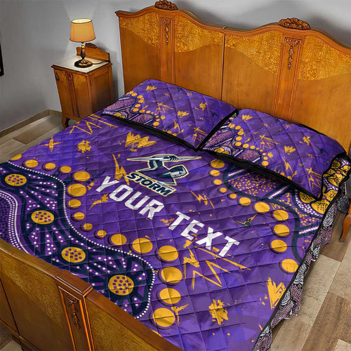Personalized Melbourne Storm Quilt Bed Set Aboriginal Pattern with Graffiti Style Design