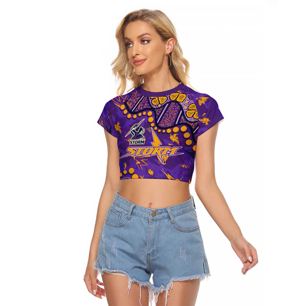 Personalized Melbourne Storm Raglan Cropped T Shirt Aboriginal Pattern with Graffiti Style Design