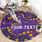 Personalized Melbourne Storm Round Carpet Aboriginal Pattern with Graffiti Style Design