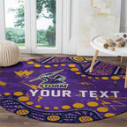 Personalized Melbourne Storm Round Carpet Aboriginal Pattern with Graffiti Style Design