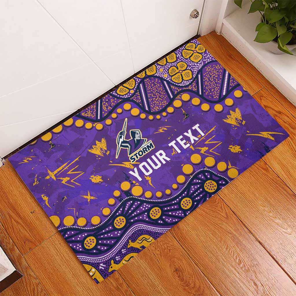 Personalized Melbourne Storm Rubber Doormat Aboriginal Pattern with Graffiti Style Design