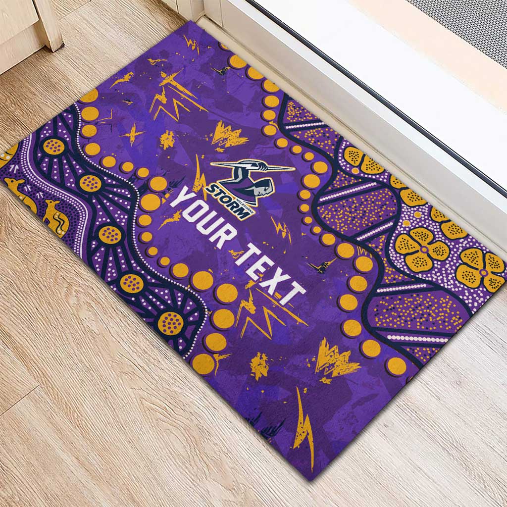 Personalized Melbourne Storm Rubber Doormat Aboriginal Pattern with Graffiti Style Design