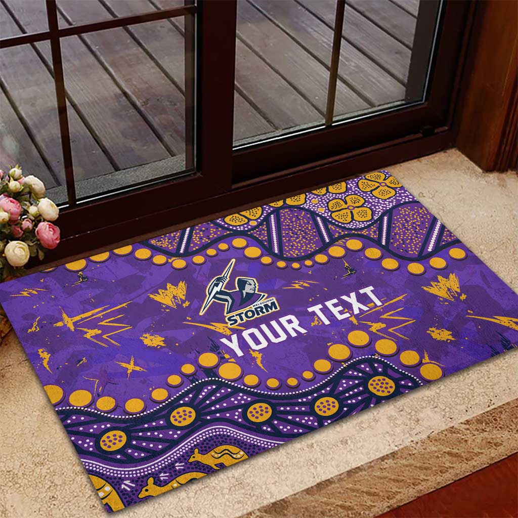 Personalized Melbourne Storm Rubber Doormat Aboriginal Pattern with Graffiti Style Design