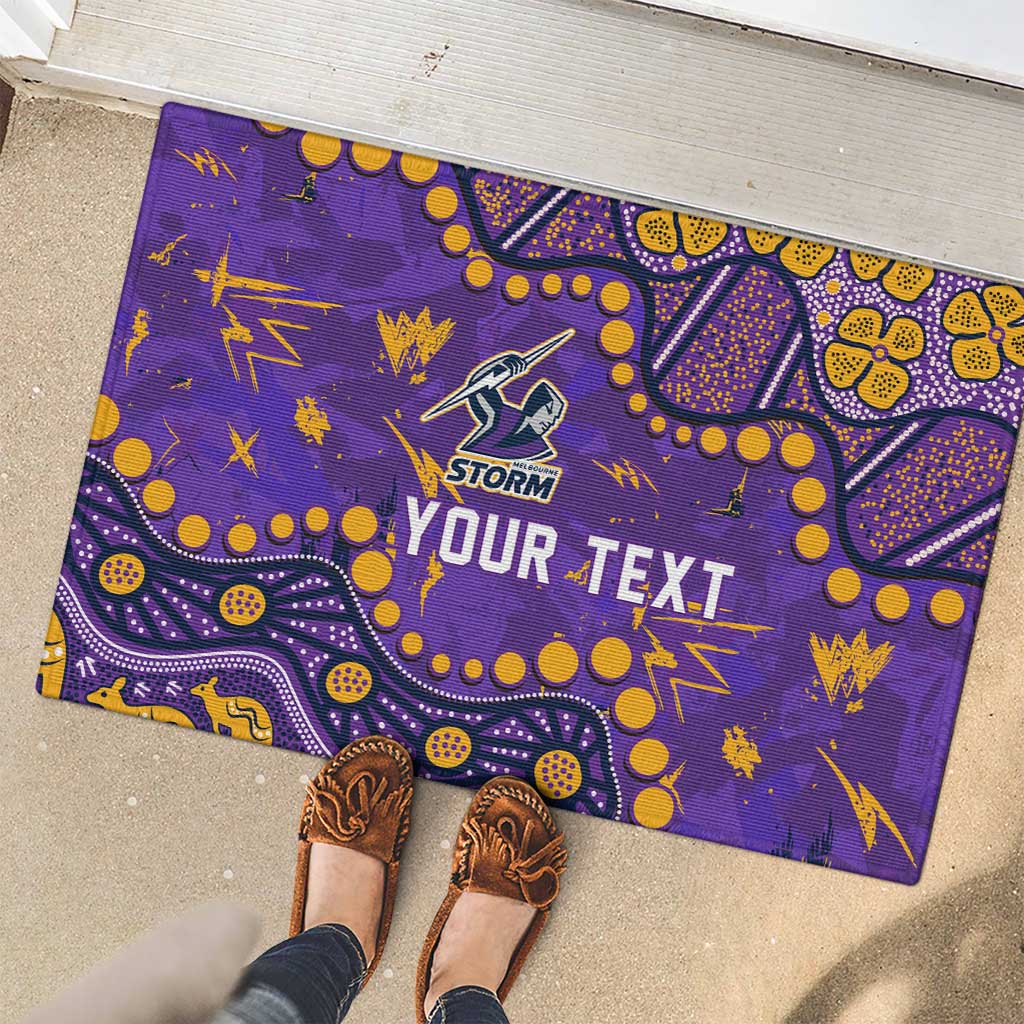 Personalized Melbourne Storm Rubber Doormat Aboriginal Pattern with Graffiti Style Design
