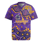 Personalized Melbourne Storm Rugby Jersey Aboriginal Pattern with Graffiti Style Design