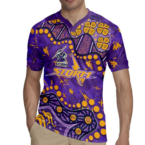 Personalized Melbourne Storm Rugby Jersey Aboriginal Pattern with Graffiti Style Design