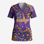 Personalized Melbourne Storm Scrub Top Aboriginal Pattern with Graffiti Style Design