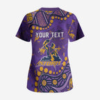 Personalized Melbourne Storm Scrub Top Aboriginal Pattern with Graffiti Style Design