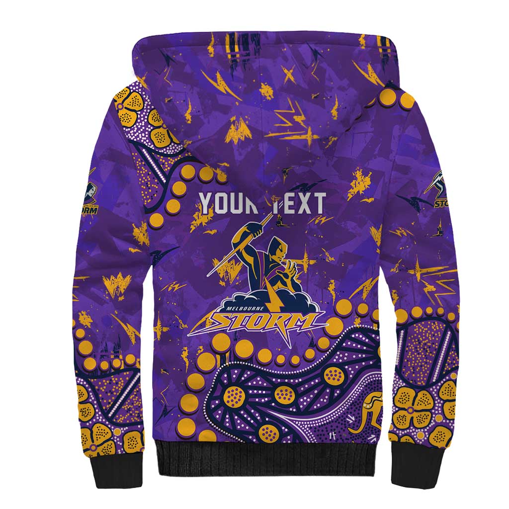 Personalized Melbourne Storm Sherpa Hoodie Aboriginal Pattern with Graffiti Style Design