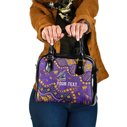Personalized Melbourne Storm Shoulder Handbag Aboriginal Pattern with Graffiti Style Design