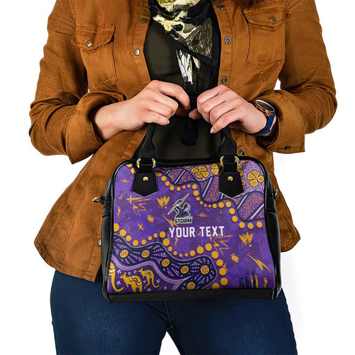 Personalized Melbourne Storm Shoulder Handbag Aboriginal Pattern with Graffiti Style Design