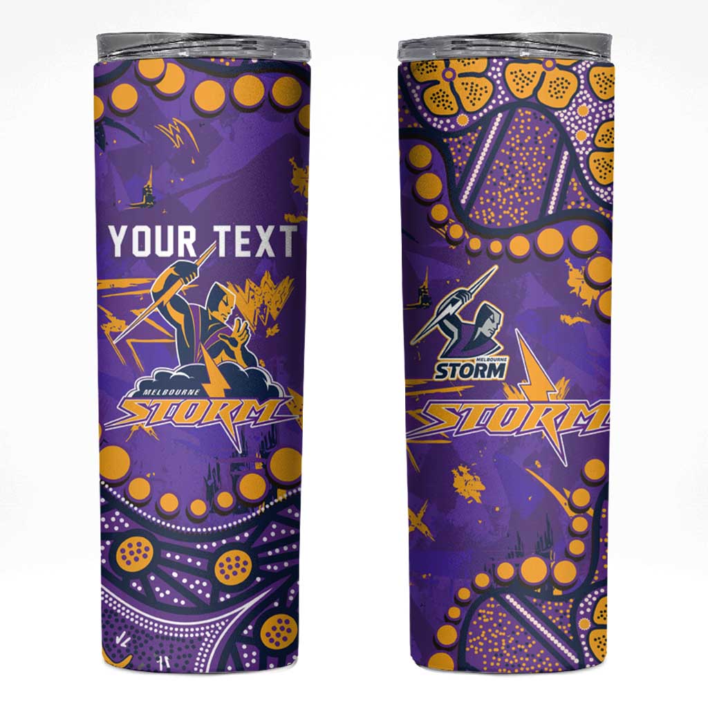Personalized Melbourne Storm Skinny Tumbler Aboriginal Pattern with Graffiti Style Design