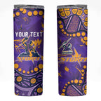 Personalized Melbourne Storm Skinny Tumbler Aboriginal Pattern with Graffiti Style Design