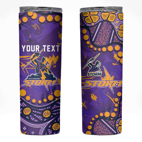 Personalized Melbourne Storm Skinny Tumbler Aboriginal Pattern with Graffiti Style Design