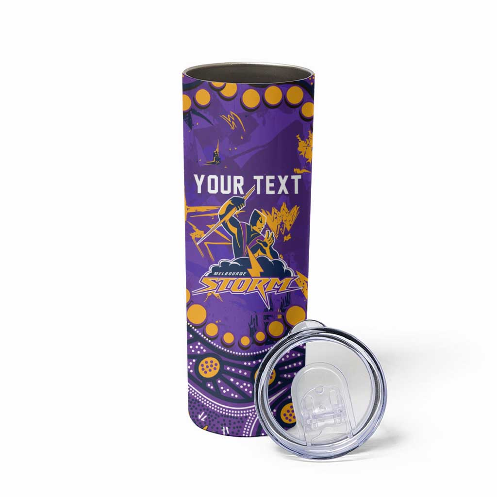 Personalized Melbourne Storm Skinny Tumbler Aboriginal Pattern with Graffiti Style Design