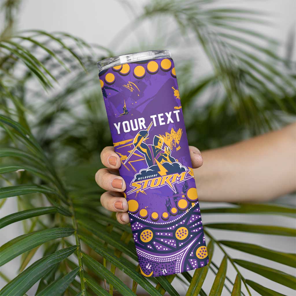 Personalized Melbourne Storm Skinny Tumbler Aboriginal Pattern with Graffiti Style Design
