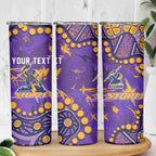 Personalized Melbourne Storm Skinny Tumbler Aboriginal Pattern with Graffiti Style Design