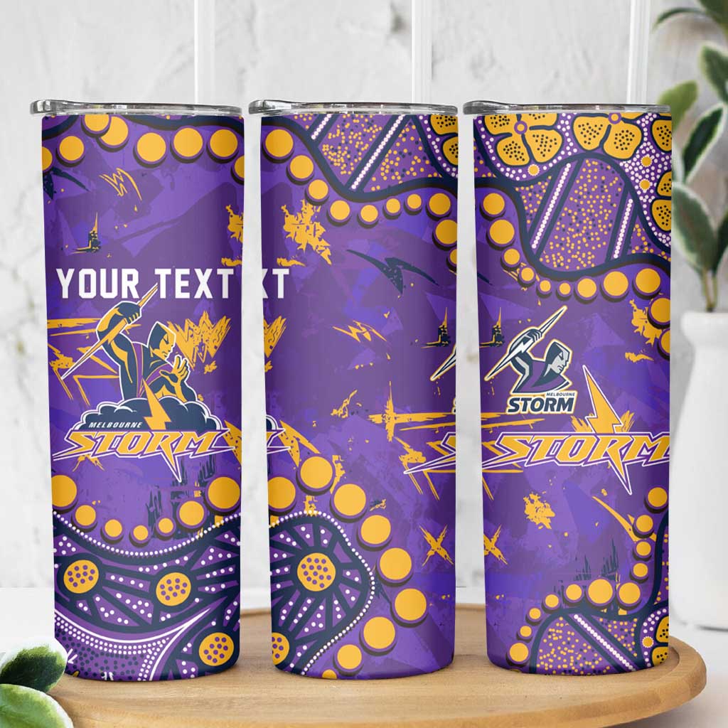 Personalized Melbourne Storm Skinny Tumbler Aboriginal Pattern with Graffiti Style Design