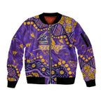 Personalized Melbourne Storm Sleeve Zip Bomber Jacket Aboriginal Pattern with Graffiti Style Design