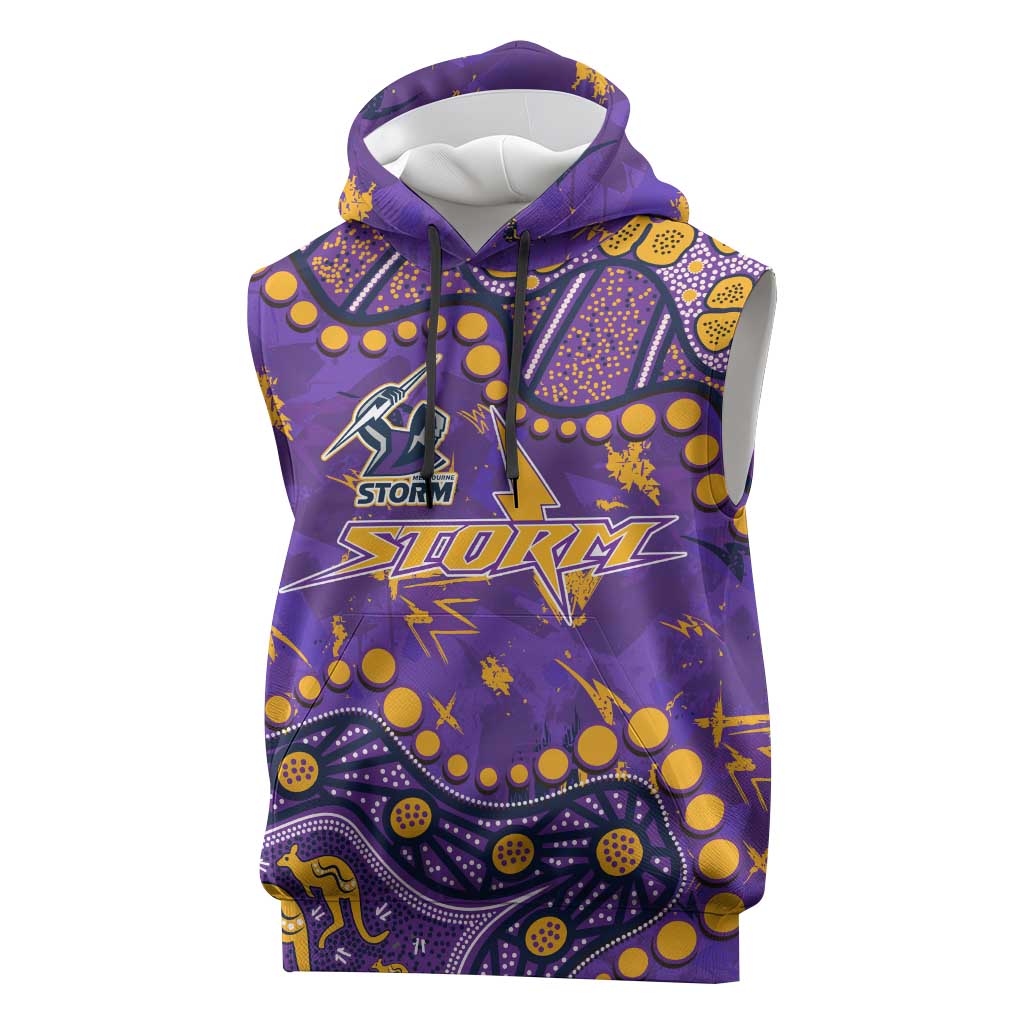 Personalized Melbourne Storm Sleeveless Hoodie Aboriginal Pattern with Graffiti Style Design